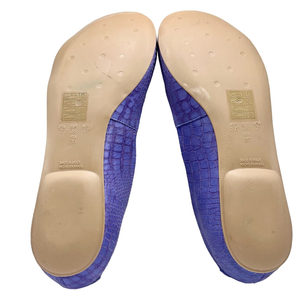 Masiero | Women | Lavender Croc Embossed Round Toe Leather Flats | Size 7 - Picture 6 of 11